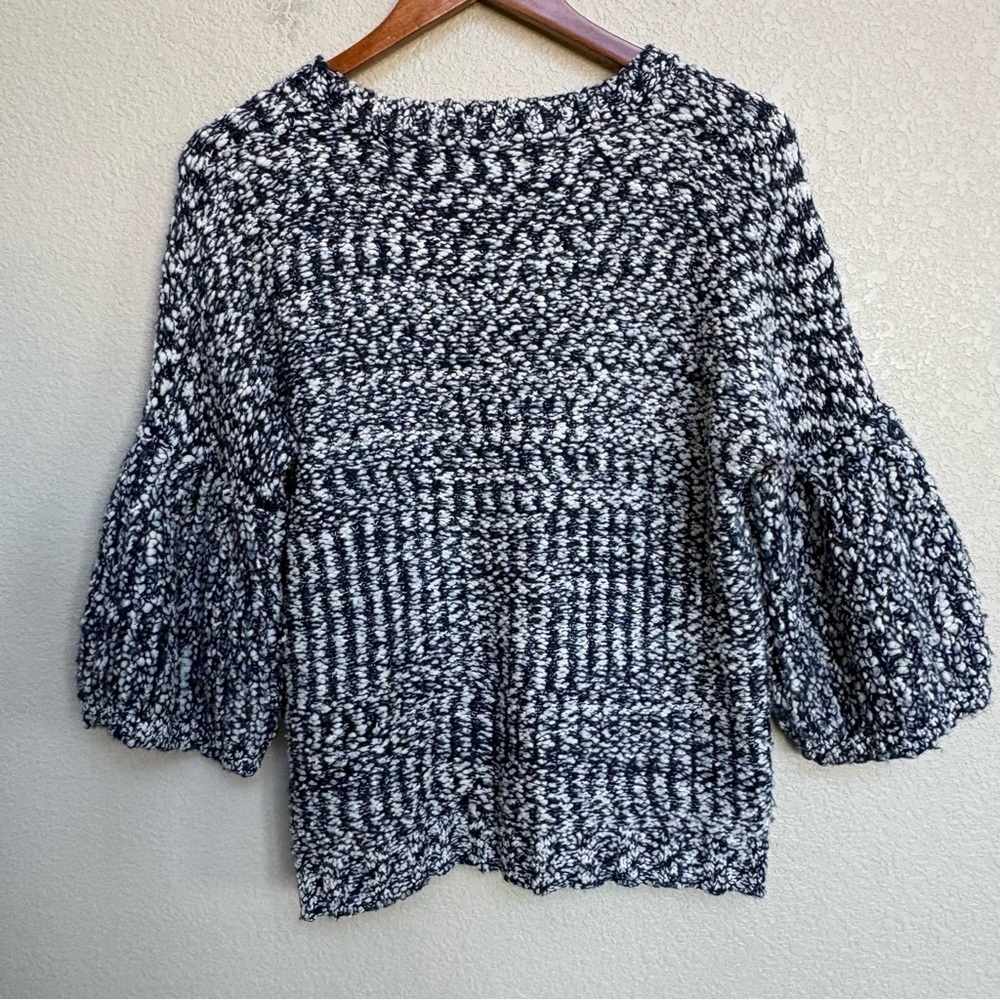 Moth by Anthropologie Women’s Blue White Textured Knit Sweater Small - Picture 2 of 5